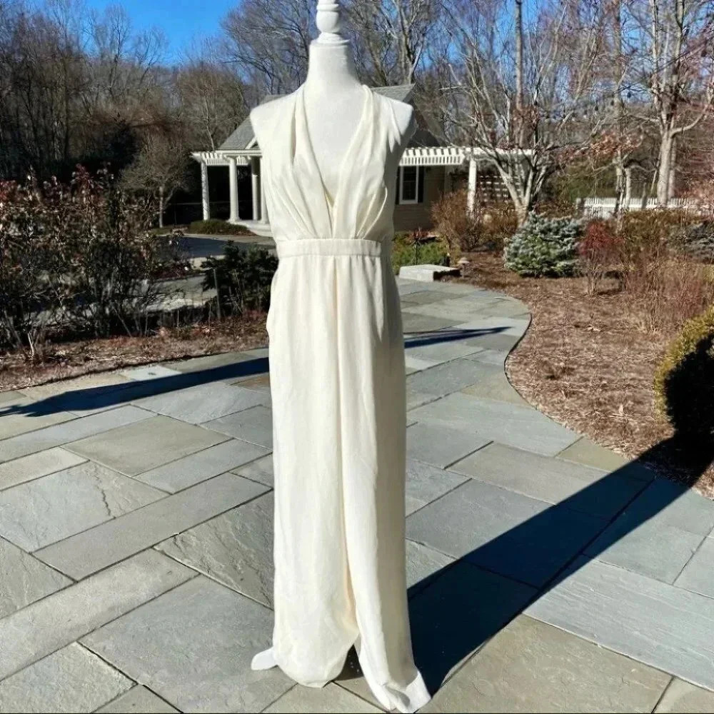NWT Jill Stuart Mara Wide Leg Jumpsuit White 0